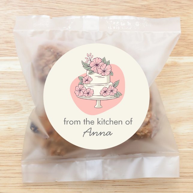 Süßer Kuchen aus der Küche von Name einfügen Runder Aufkleber (Von Creator hochgeladen)