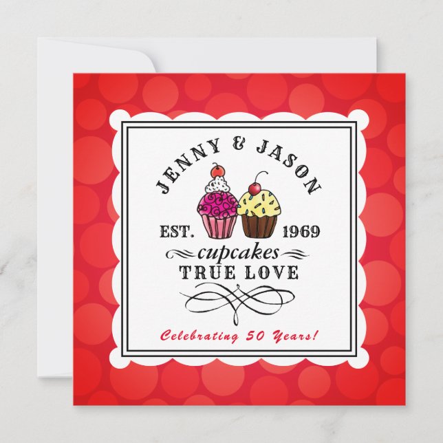 Süßer Kuchen-lustiger 50. goldener Jahrestag Einladung (Vorderseite)