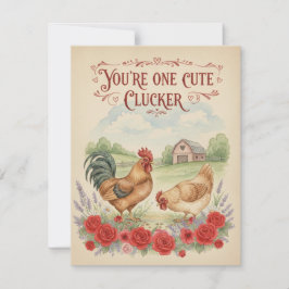 Süßer Küken Vintage-Hühner Valentinstagskarte Feiertagskarte