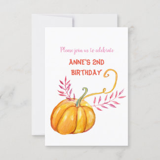 Süßer Kürbis-Baby-Geburtstag Einladung