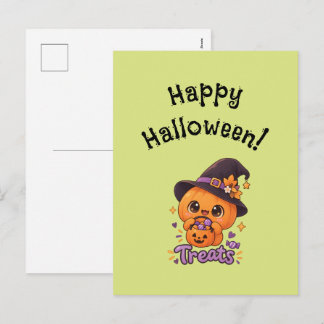 Süßer Kürbis-Charakter 🎃🧡 Feiertagspostkarte