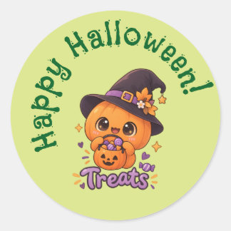 Süßer Kürbis-Charakter 🎃🧡 Runder Aufkleber