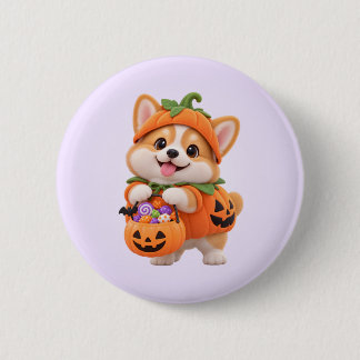 Süßer Kürbis-Corgi-Halloween-Button-Anstecker Button