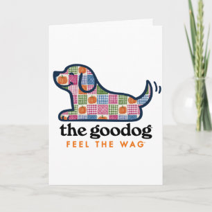Süßer Kürbis-Gingham-Patchwork-Hund Karte
