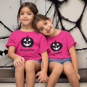 Süßer Kürbis-Name Hot Pink Mädchen Halloween T-Shirt
