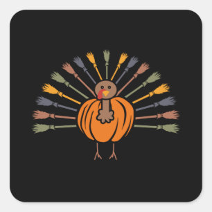 Süßer Kürbis-Truthahn Lustiger Thanksgiving Herbst Quadratischer Aufkleber