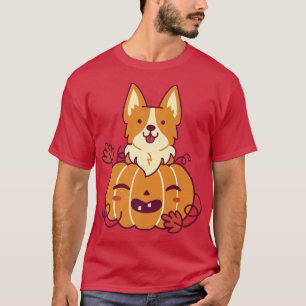 Süßer Kürbis und Corgi-Hund Halloween-Feiertag Okt T-Shirt