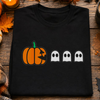 Süßer Kürbis und drei Geister Minimal Halloween T-Shirt