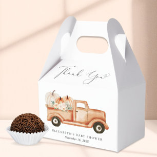Süßer Kürbis Vintage-LKW Baby Shower Danke Geschenkschachtel