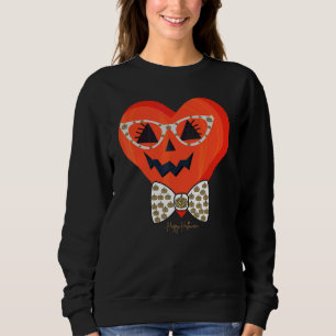Süßer Kürbiskopf mit Leopardenprintbrille Mädchen Sweatshirt