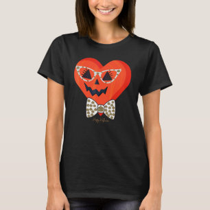 Süßer Kürbiskopf mit Leopardenprintbrille Mädchen T-Shirt