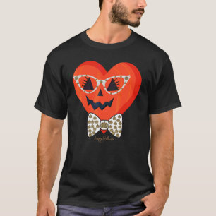 Süßer Kürbiskopf mit Leopardenprintbrille Mädchen T-Shirt