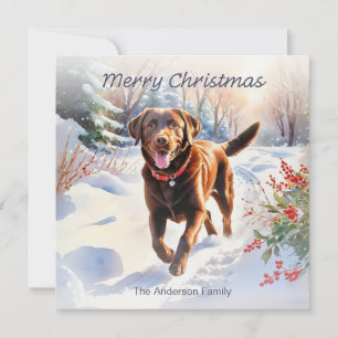 Süßer Lab Chocolate Labrador Hund Frohe Weihnachte Feiertagskarte