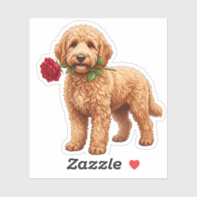 ‏Süßer Labradoodle-Hund Aufkleber (Blatt)