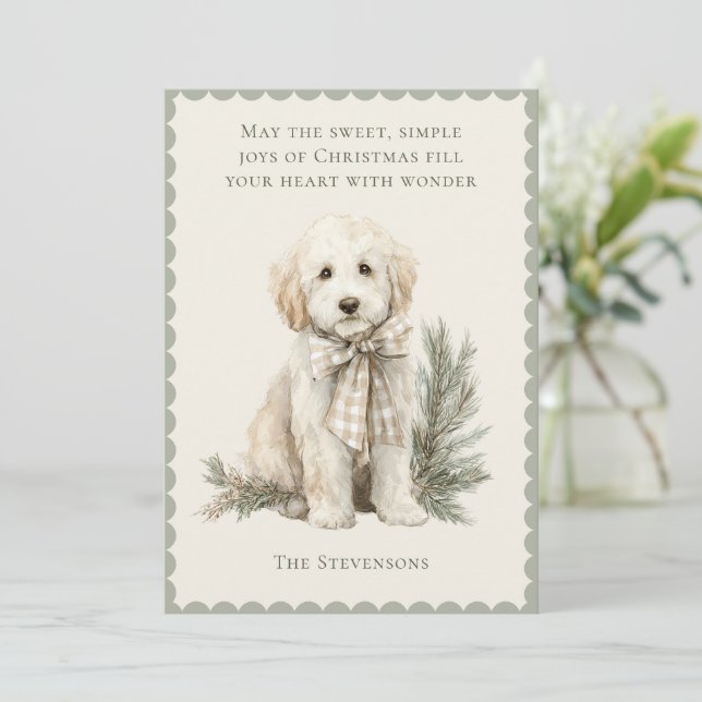 Süßer Labrador-Hund, Fichte, rustikale Weihnachten (Stehend Vorderseite)