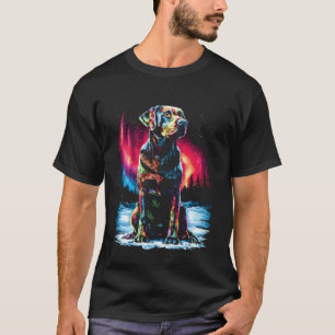 Süßer Labrador Retriever Hund Aurora Borealis Wint T-Shirt