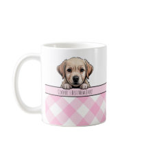 Süßer Labrador-Welpe Best Dog Mom Pink Gingham