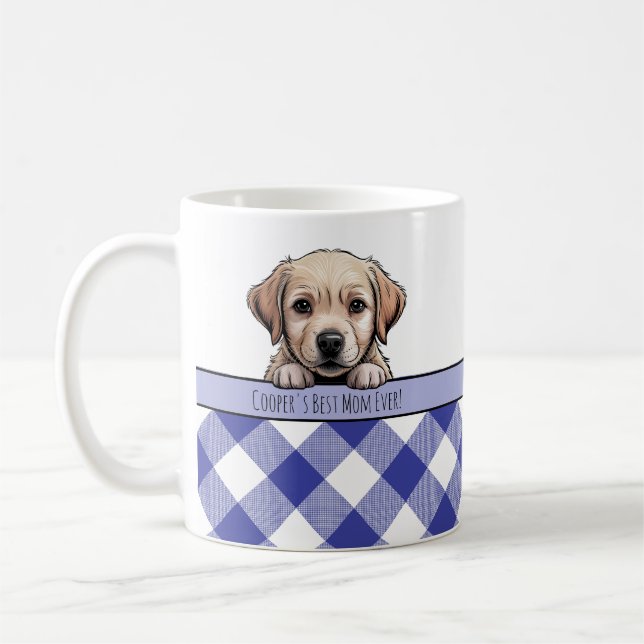 Süßer Labrador-Welpe Beste Hundemutter Dunkelblau  Kaffeetasse (Links)