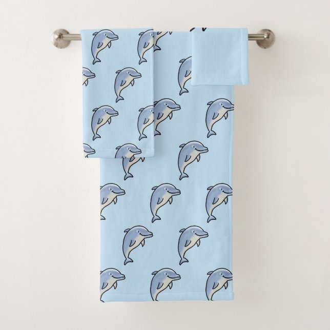 Süßer lächelnder Delfin Badhandtuch Set (Insitu)
