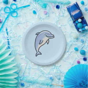 Süßer lächelnder Delfin Pappteller