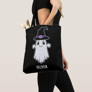 Süßer lächelnder Geist mit Hexenhut Halloween