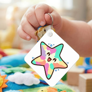 Süßer lächelnder Kawaii-Baby-Seestern mit Blasen Schlüsselanhänger