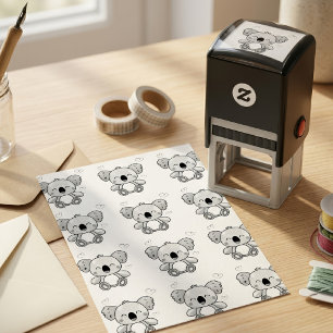 Süßer lächelnder Kawaii-Babykoala mit Liebesherzen Permastempel