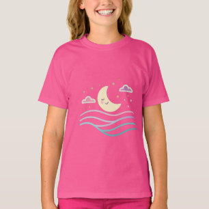 Süßer lächelnder Mond & Sterne – Süßes Nacht-Desig T-Shirt