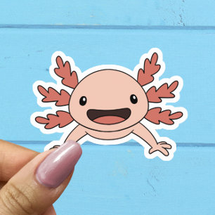 Süßer lächelnder rosa Axolotl Kawaii Aufkleber