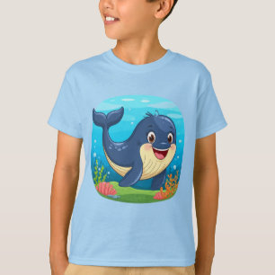 🐳 Süßer lächelnder Wal Cartoon glückliches Meeres T-Shirt