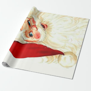 Süßer, lachender Vintage-Weihnachtsmann Geschenkpapier