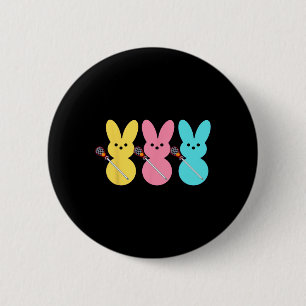 Süßer Lacrosse-Spieler Bunny Kinder Jungen Ostern Button