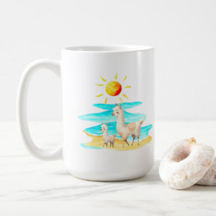 Süßer Lama-Strandtag Kaffeetasse