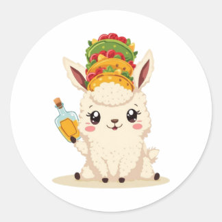 Süßer Lama-Taco-Tequila-Aufkleber - Kawaii-Essen-S Runder Aufkleber