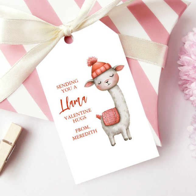 Süßer Lama Valentinstag, Kinderklasse Geschenkanhänger (Von Creator hochgeladen)