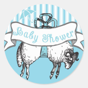 Süßer Lamm-Jungen-Baby-Party-Aufkleber Runder Aufkleber