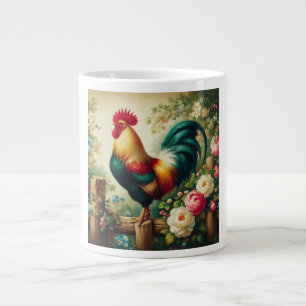 Süßer ländlicher/antiker Hahn Jumbo-Tasse