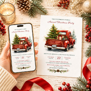 Süßer ländlicher rustikaler vintage roter LKW Weih Einladung