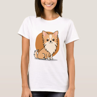Süßer Langhaar-Chihuahua-Hund Cartoon T-Shirt