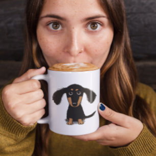 Süßer Langhaar-Dachshund-Welpe Tasse