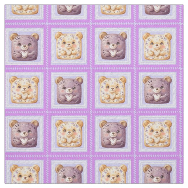 Süßer Lavendel Blaubeer Patchwork Teddybär Stoff (Muster)