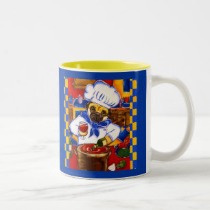 Süßer Le Cafe Pug Koch Zweifarbige Tasse