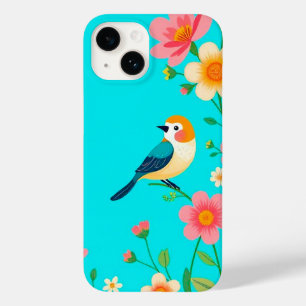 Süßer lebendiger Vogel Blau Alltags-Schutz-Griff Case-Mate iPhone 14 Hülle