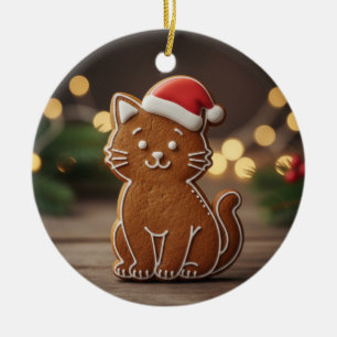Süßer Lebkuchen-Katz-Keks-Weihnachten Keramik Ornament