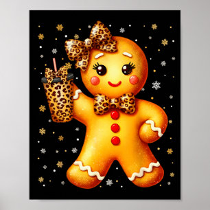 Süßer Lebkuchen-Leopard-Coquette-Weihnachten Xmas Poster