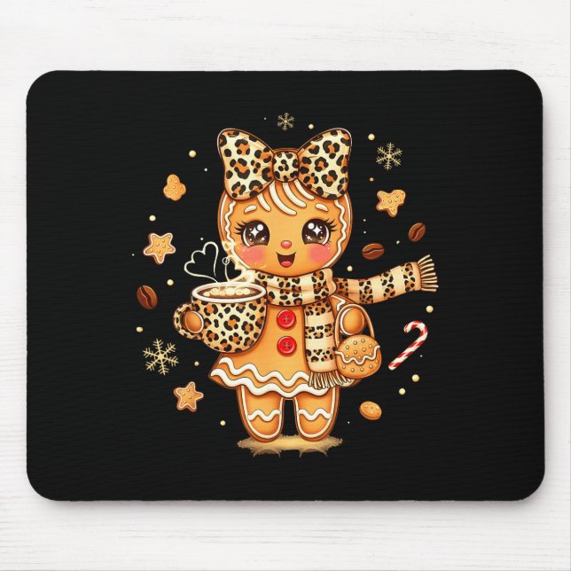 Süßer Lebkuchen-Leopard-Weihnachten-Xmas-Mädchen-F Mousepad (Vorne)