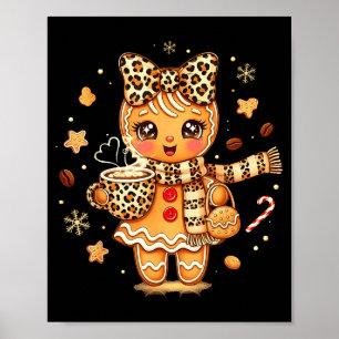 Süßer Lebkuchen-Leopard-Weihnachten Xmas Mädchen F Poster