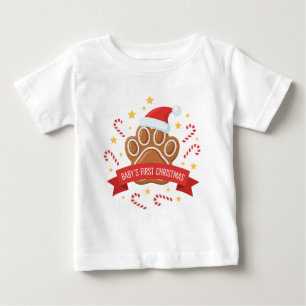 Süßer Lebkuchen-Pfotenabdruck   Baby's erstes Weih Baby T-shirt