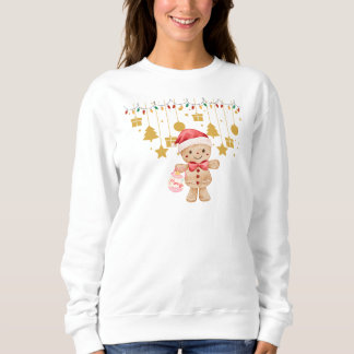Süßer Lebkuchenmann Frohe Weihnachten Lichter Swea Sweatshirt