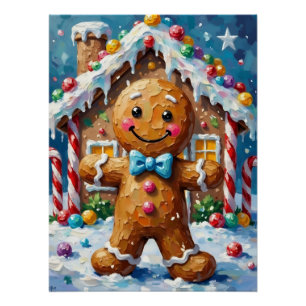 Süßer Lebkuchenmann Fröhliche Weihnachtsplätzchen- Poster